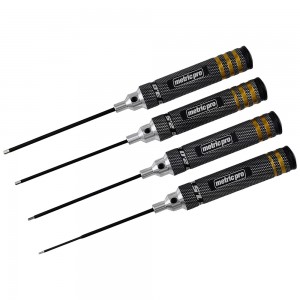 Pro Big Handle RC Hex Driver / Allen Wrench Set,  Metric Hex1.5, 2.0, 2.5, & 3.0mm,  4-Pieces, Black Titanium Coated 120mm Tips